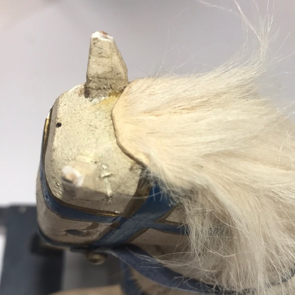 Vintage Shabby Chic Small Wooden Rocking Horse With Real Fur Mane - Picture 8 of 16